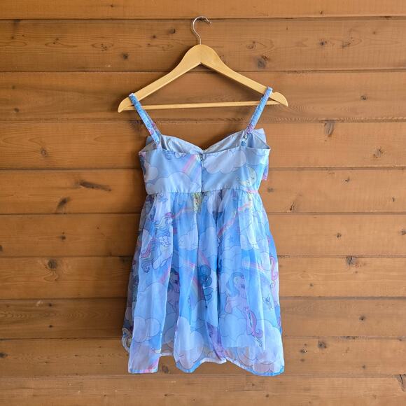 Dolls Kill x Little Pony Rainbow Chaser Organza Babydoll Mini Dress XS Bow - Picture 2 of 6